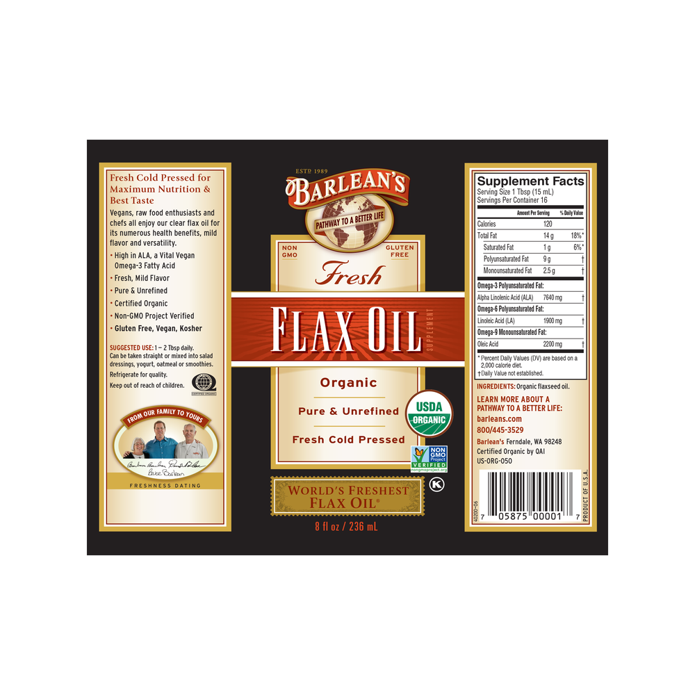 
                                
                                    Organic Fresh Flax Oil
                                
                            