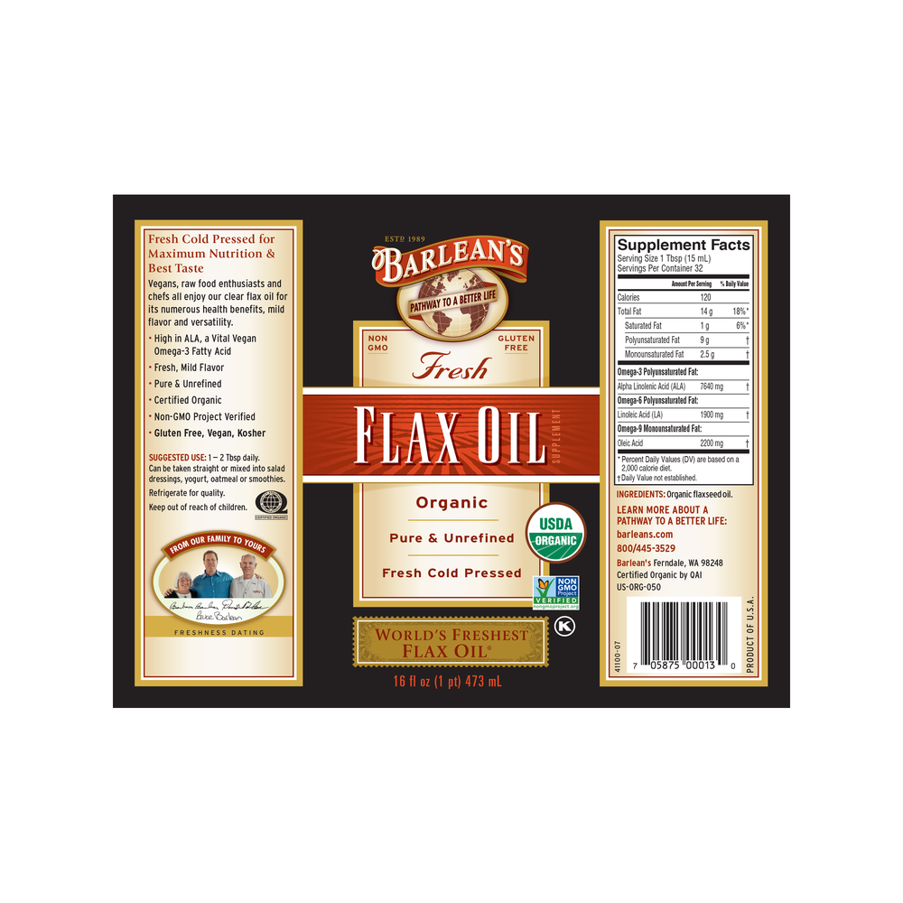 
                                
                                    Organic Fresh Flax Oil
                                
                            