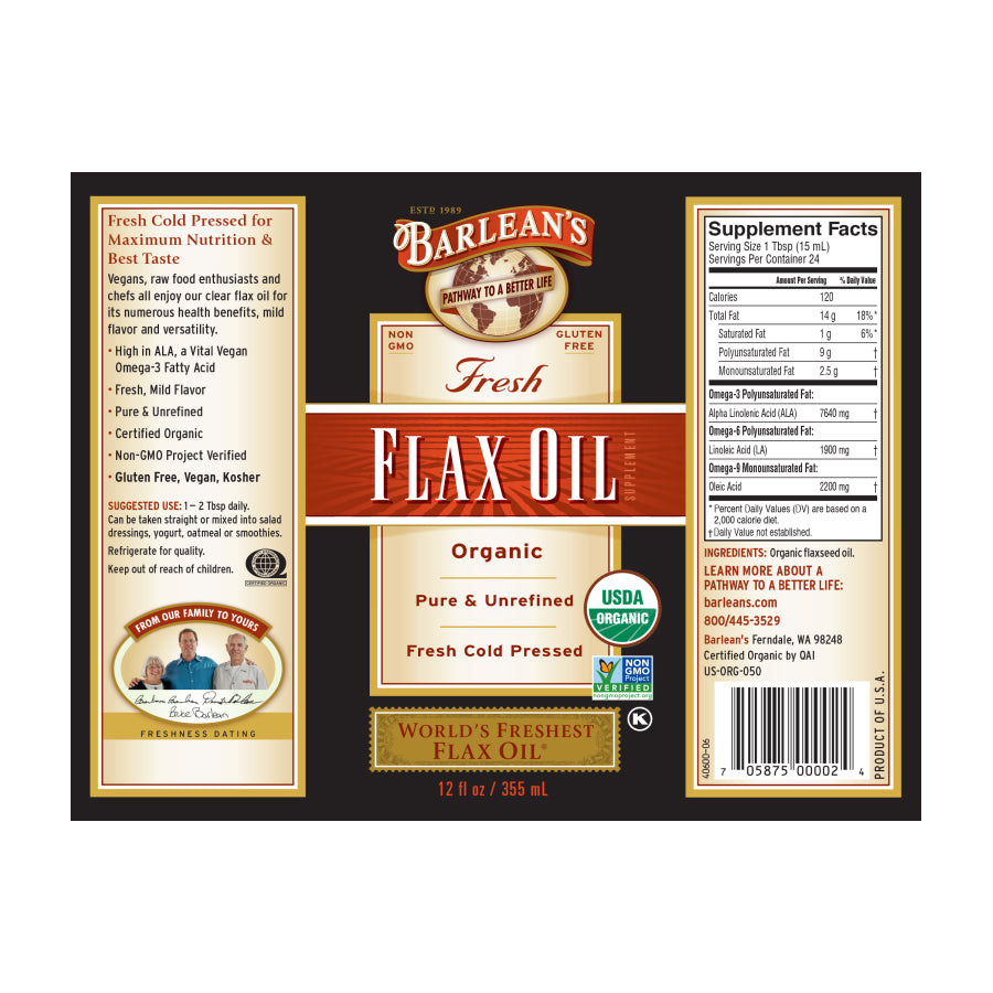 
                                
                                    Organic Fresh Flax Oil
                                
                            