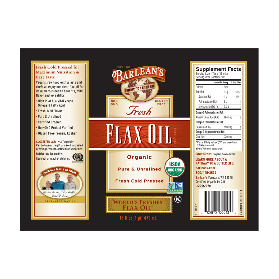 
                                
                                    Organic Fresh Flax Oil
                                
                            