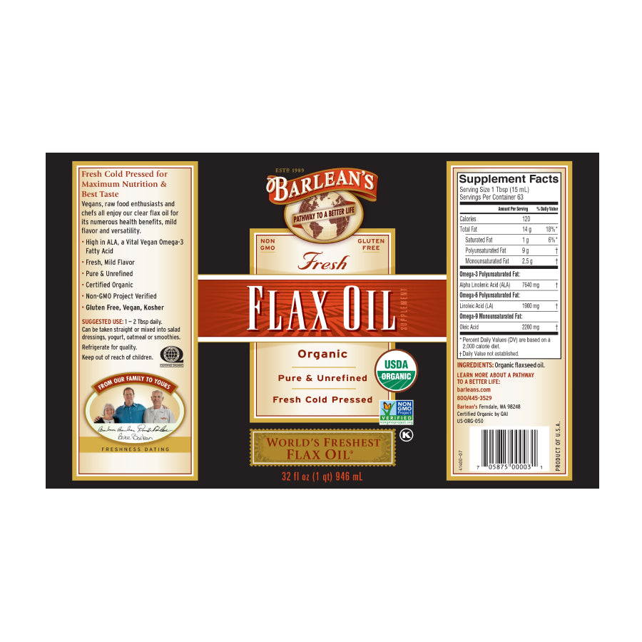 
                                
                                    Organic Fresh Flax Oil
                                
                            